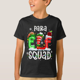 Cute Para Elf Squad Funny Christmas Elf Kids Teach T-Shirt