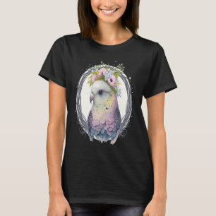Cute Parakeet Budgie Bird Flower Crown Pet Birds T-Shirt