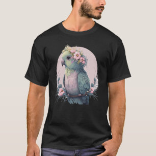 Cute Parakeet Budgie Bird Flower Crown Pet Birds T-Shirt