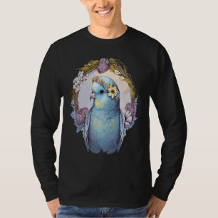 Cute Parakeet Budgie Bird Flower Crown Pet Birds T-Shirt