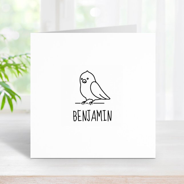 Cute Parakeet Parrot Bird Custom Name Rubber Stamp (Creator Uploaded)