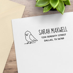 Cute Parakeet Parrot Bird Pet Address Rubber Stamp
