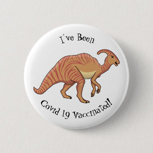Cute parasaurolophus dinosaur cartoon illustration 6 cm round badge