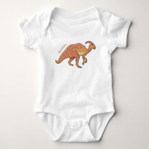 Cute parasaurolophus dinosaur cartoon illustration baby bodysuit