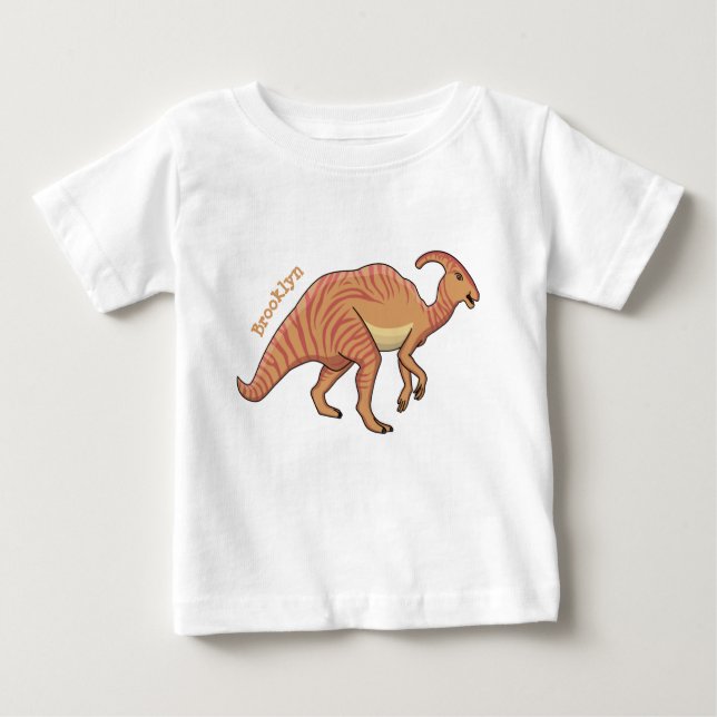 Cute parasaurolophus dinosaur cartoon illustration baby T-Shirt (Front)