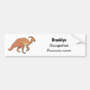 Cute parasaurolophus dinosaur cartoon illustration bumper sticker