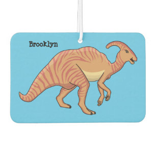 Cute parasaurolophus dinosaur cartoon illustration car air freshener