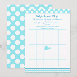 Cute Parent & Baby Whale Blue Boy Bingo Invitation