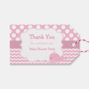 Cute Parent & Baby Whale Pink Girl Thank You  Gift Tags