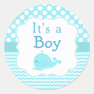 Cute Parent & Child Whale Blue Classic Round Sticker