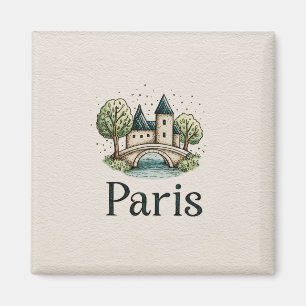 Cute Paris Illustration Magnet