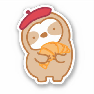 Cute Parisian Croissant Sloth  Sticker