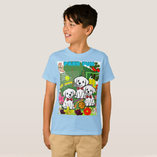 Cute Park Puppies Where Flowers and Fun Collide T-Shirt