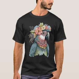 Cute Parrot Macaw Bird Flower Crown Pet Birds T-Shirt