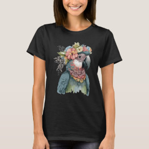 Cute Parrot Macaw Bird Flower Crown Pet Birds T-Shirt
