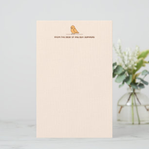 Cute Parrot Parakeet Bird Custom Text Beige Stationery