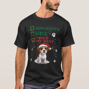 Cute Parson Russell Terrier Dog Christmas Naughty  T-Shirt