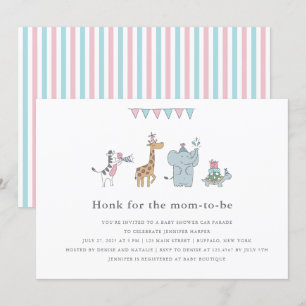 Cute Party Animals Baby Shower Invitation