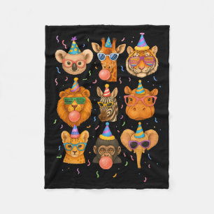 Cute Party Animals Birthday Wildlife Zoo Birthday  Fleece Blanket