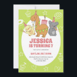 Cute Party Animals Cartoon Kids Birthday Invitation<br><div class="desc">Cute design for kids,  boys or girls who love animals. Perfect for sweet bee theme birthday party or baby shower. You can customise the wording to fit other occasions.</div>