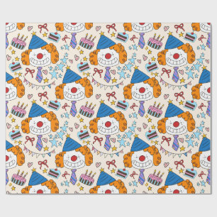 Cute Party Clowns Birthday Gift Wrapping Paper