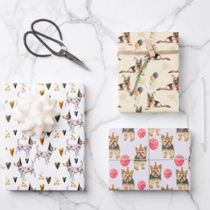 Cute Party Dogs Happy Birthday Wrapping Paper Sheet