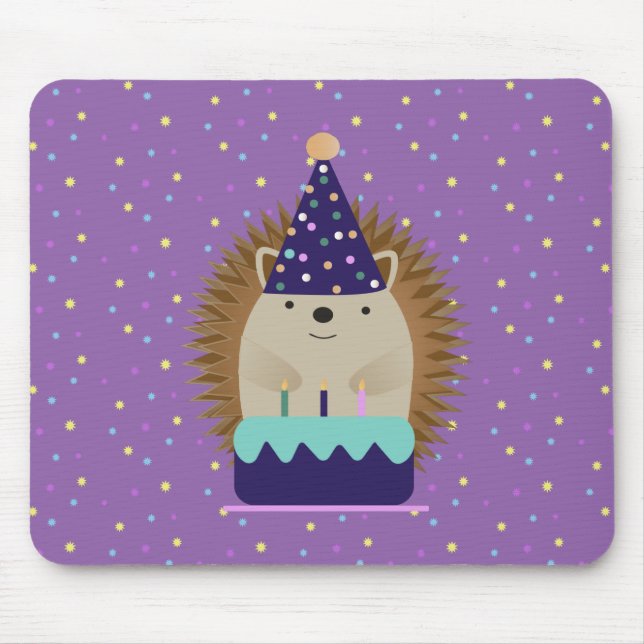 Cute Party Hedgehog Mouse Pad (Front)