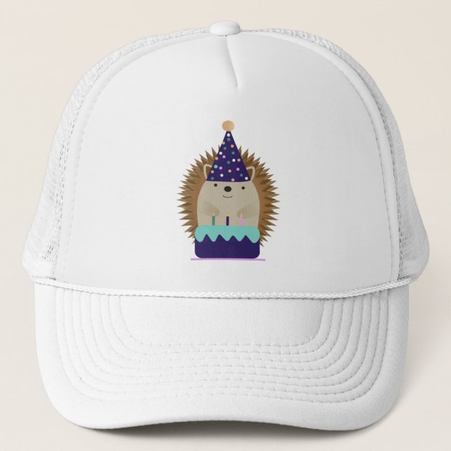 Cute Party Hedgehog Trucker Hat (Front)