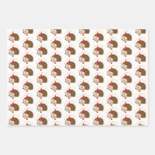 Cute  Party Hedgehog Wrapping Paper Sheet