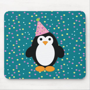 Cute Party Penguin Mouse Pad