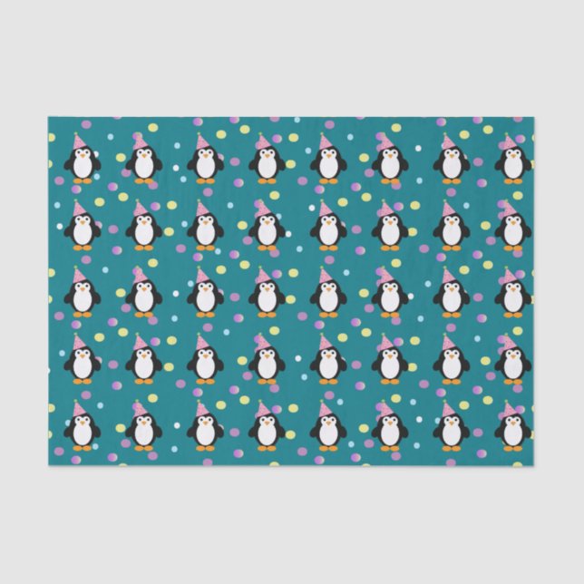 Cute Party Penguin Tissue Paper (Front)