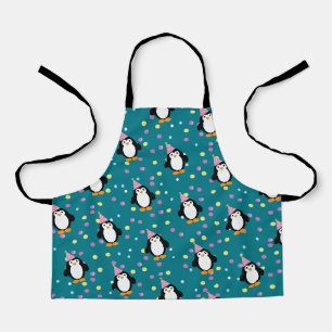 Cute Party Penguin with confetti pattern Apron
