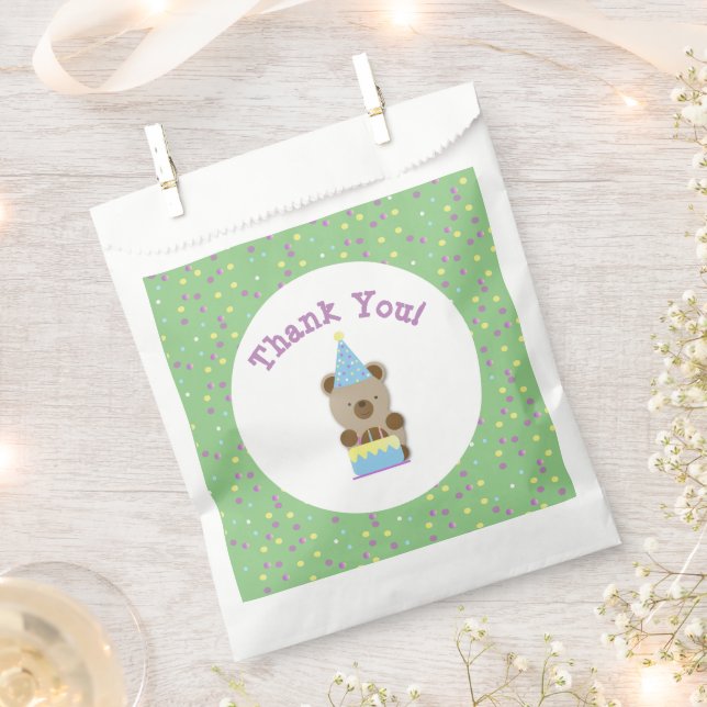 Cute Party Teddy Bear Birthday  Favour Bags (Clipped)