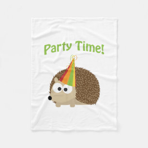 Cute Party Time Hedgehog Fleece Blanket