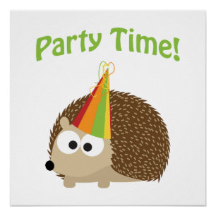 Cute Party Time Hedgehog Poster