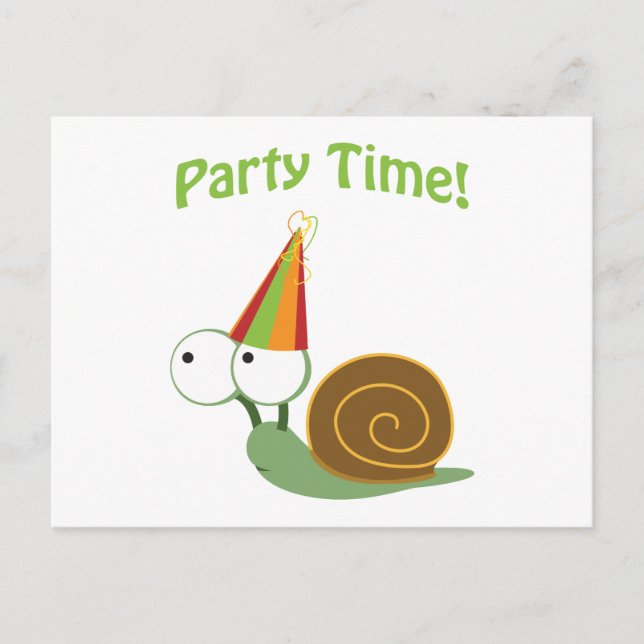 Cute Party Time Snail Invitation Postcard (Front)