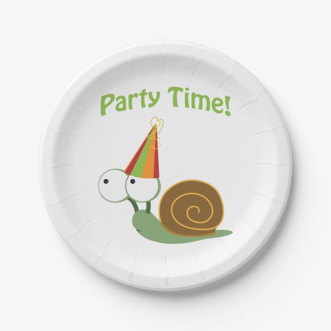 Cute Party Time Snail Paper Plate (Front)