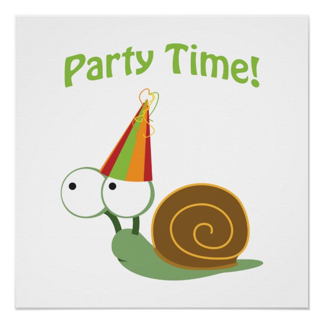 Cute Party Time Snail Poster (Front)