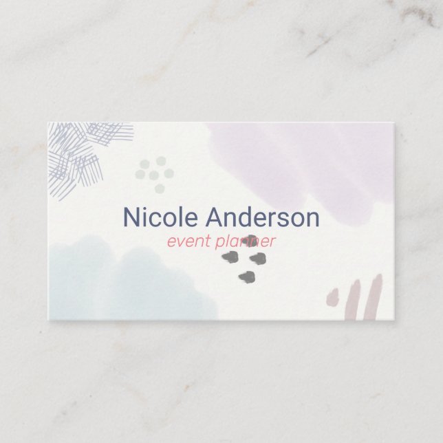 Cute Pastel Abstract brush Strokes Business Card (Front)