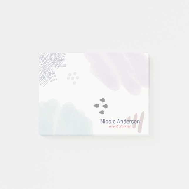 Cute Pastel Abstract Brush Strokes Post-it Notes (Front)