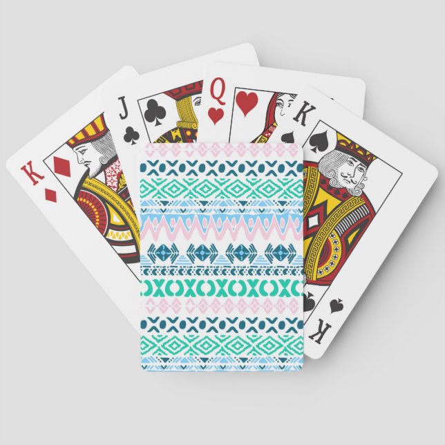 Cute pastel art patterns playing cards (Back)