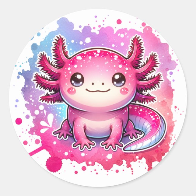Cute Pastel Axolotl New Design  Classic Round Sticker (Front)