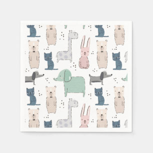 Cute Pastel Baby Animal Pattern Napkin