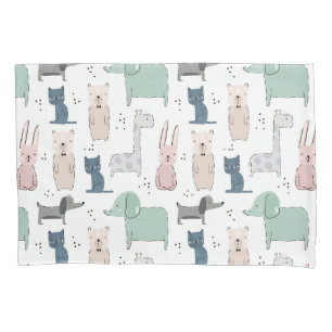 Cute Pastel Baby Animal Pattern Pillowcase