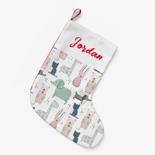 Cute Pastel Baby Animal Pattern Small Christmas Stocking