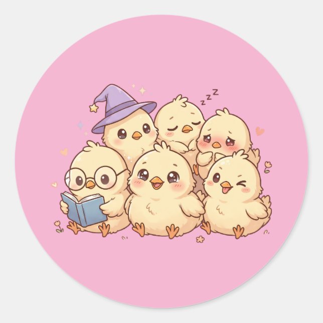 Cute Pastel Baby Chicks Sticker Sheet (Front)