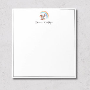 Cute Pastel Baby Elephant Rainbow Name Nursery Notepad