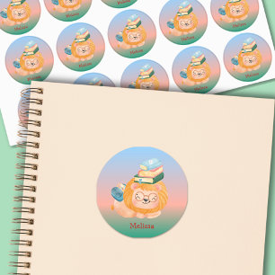 Cute Pastel Baby Lion With Books Name