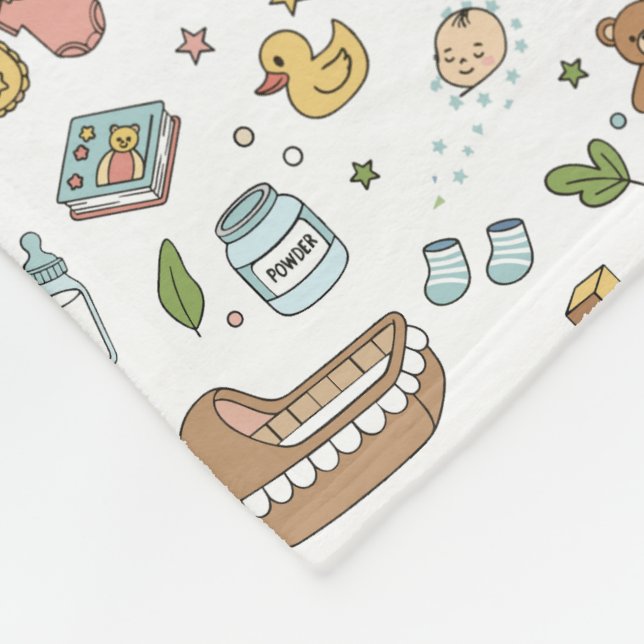 Cute Pastel Baby Nursery Pattern Plush Blanket (Corner)