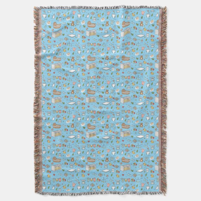 Cute Pastel Baby Nursery Pattern Throw Blanket (Front Vertical)